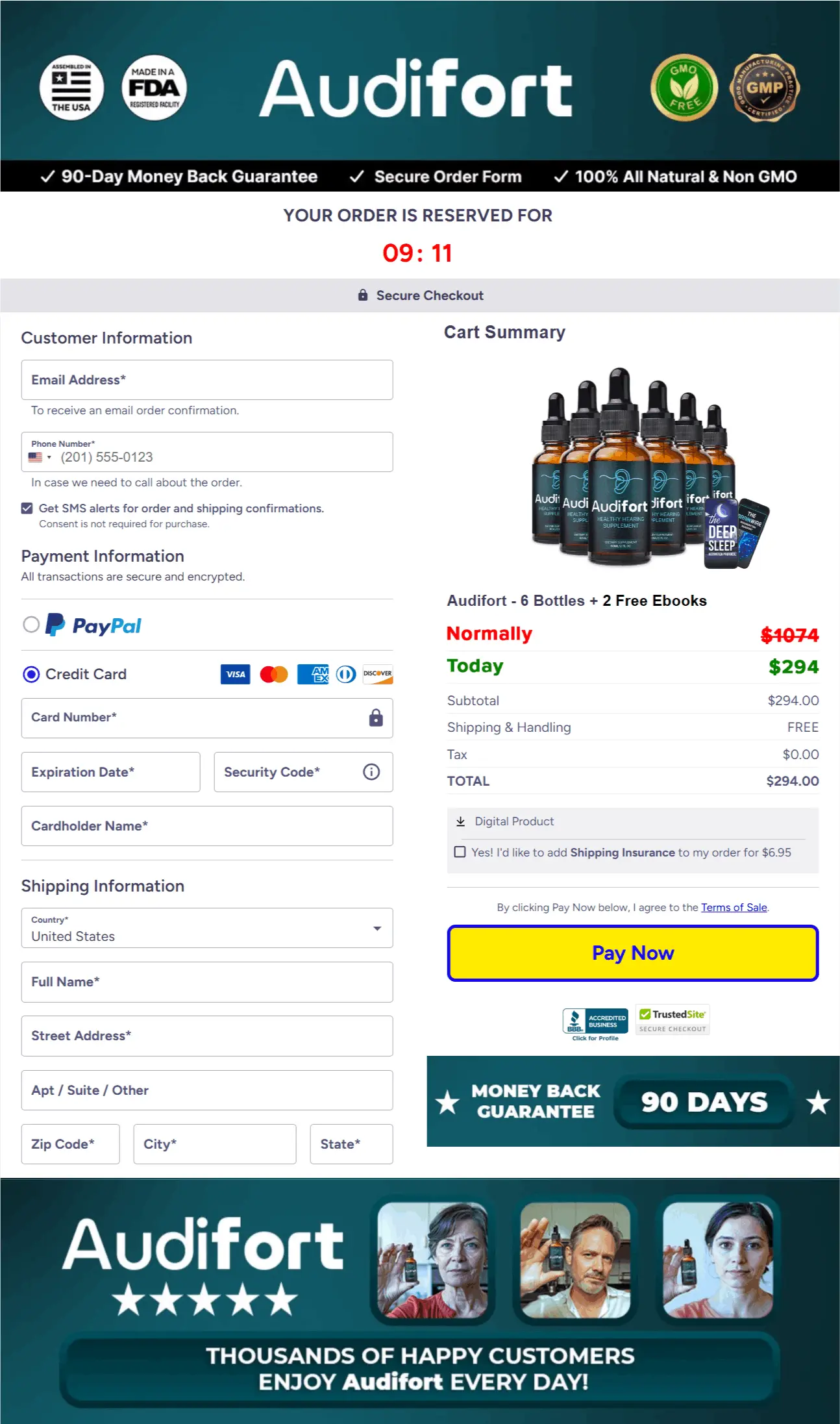 Audifort Checkout page